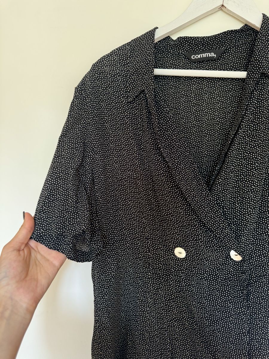 Comma Camicette: Comma Blouse polka dot print black size 44 viscose – Usato da Turbenthal venduto da elizameise 1