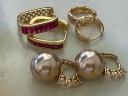 Luxus Elegante Ohrstecker Ohrschmuck  Farbe: Gold Zirkonia