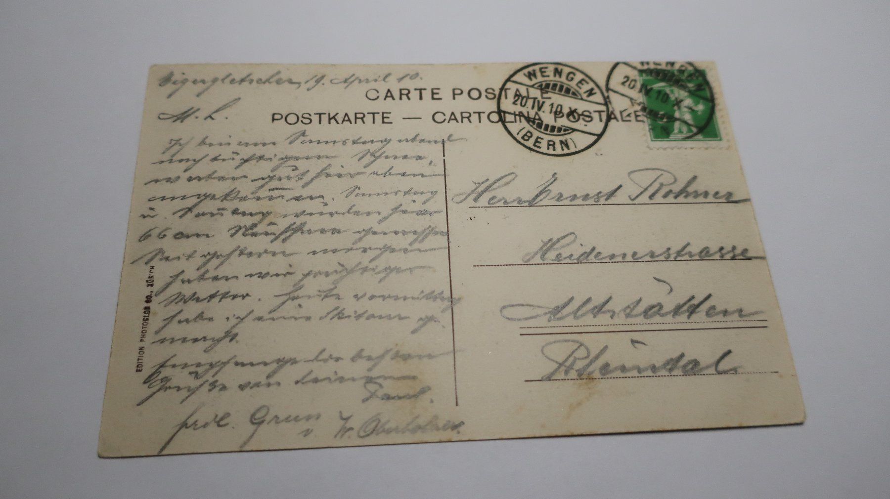 Cartoline postali: Wengernalp Eiger Mönch 1910 – Usato da Cormoret venduto da Pascalll2001 4