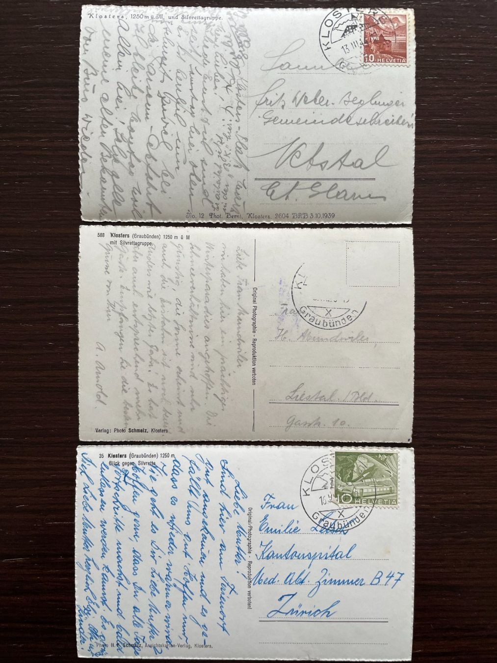 Cartoline postali: KLOSTERS 9 Ansichtskarten mit Bahnhof & Silvretta (-gruppe) – Usato da Wald ZH venduto da TLILEF 6