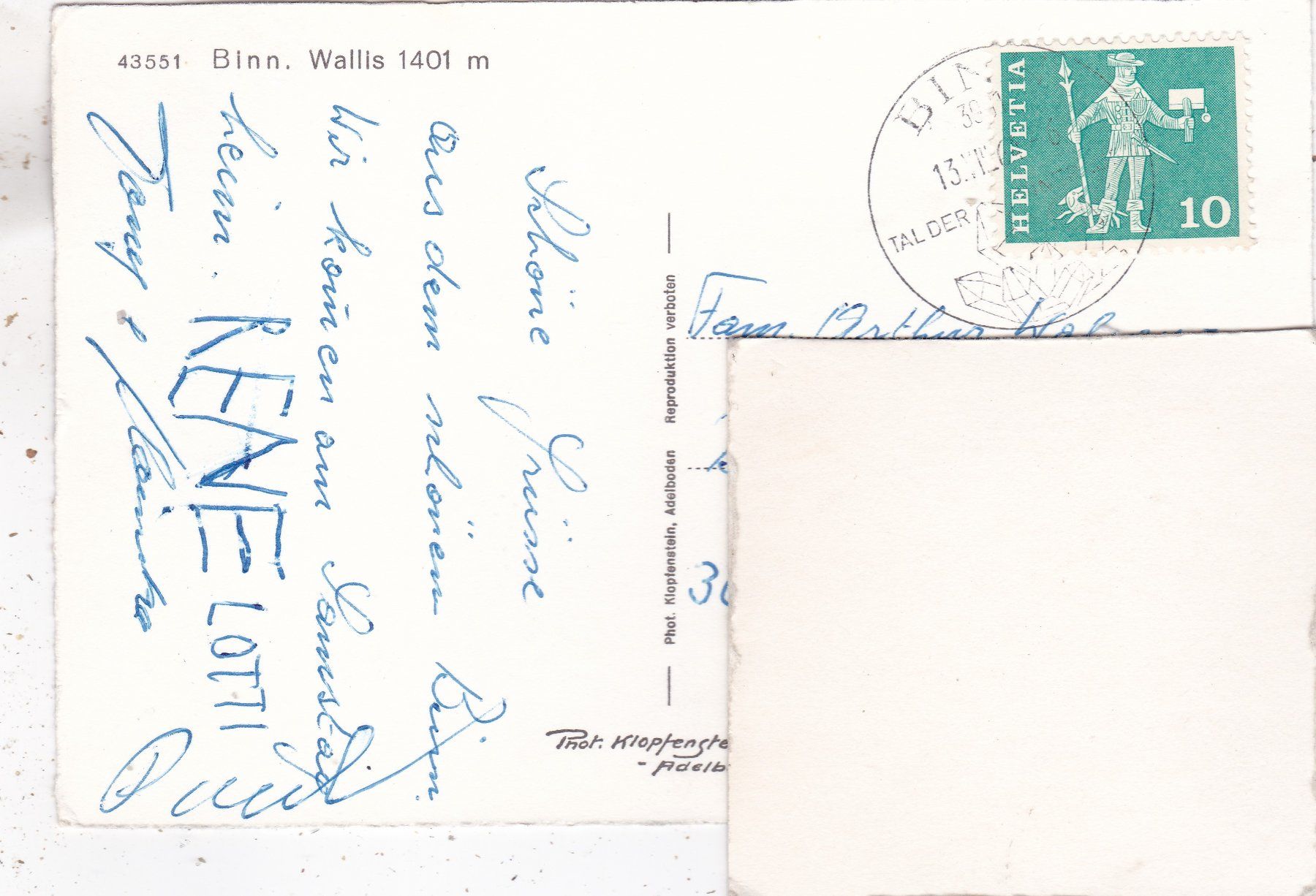 Cartoline postali: Binn Wallis 1964 – Usato da Herisau venduto da Lisegrat2008 1