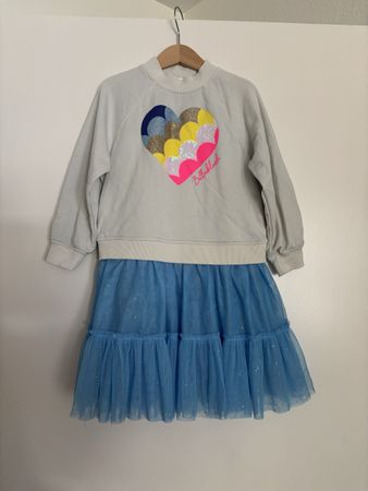 Kleid mit Tüll mit Herzprint Grösse 104-110 