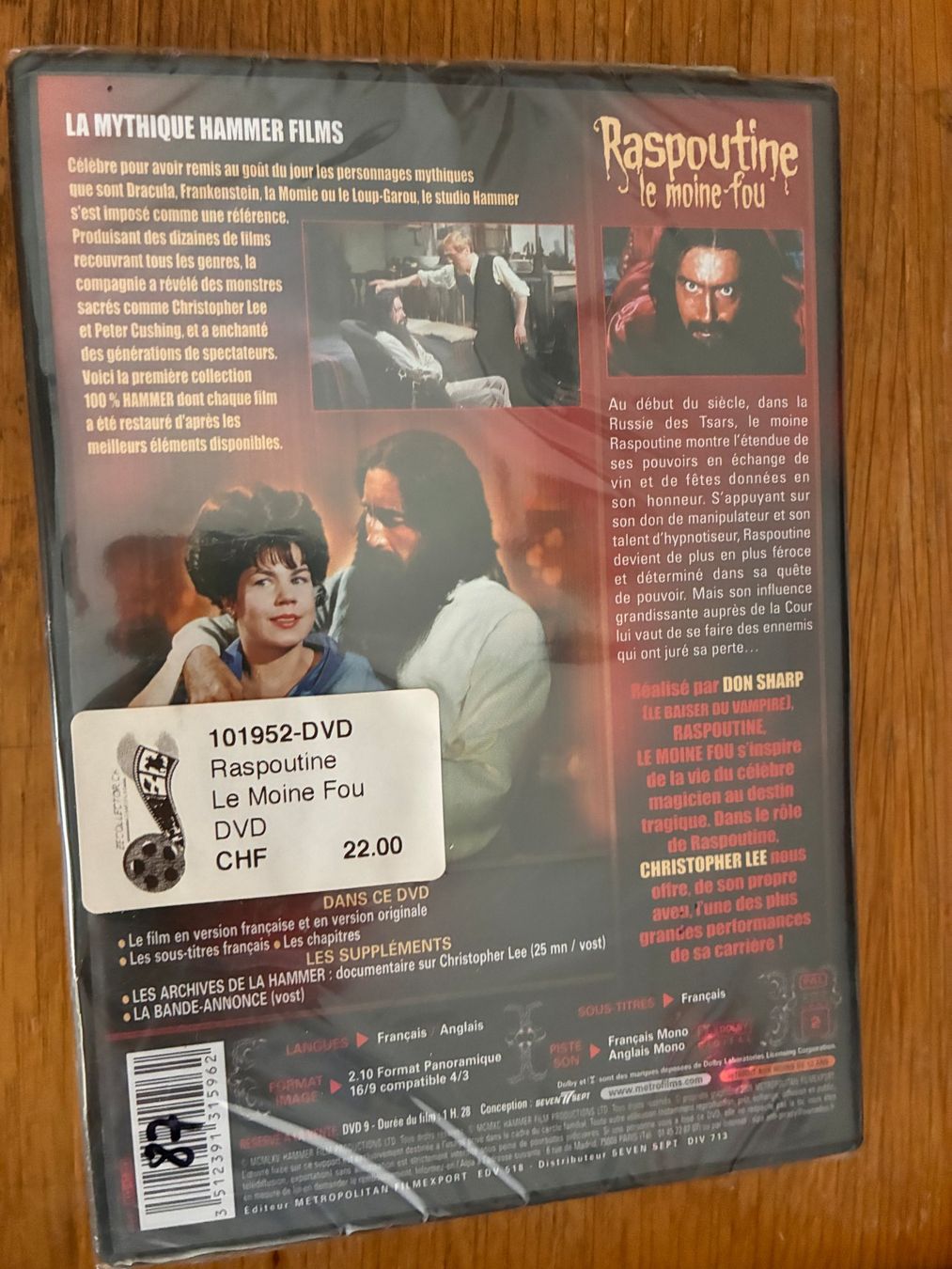 Tous les DVDs: Raspoutine, le moine fou (1966, DVD, Christopher Lee, Hammer – Neuf avec emballage d'origine à Vevey par zecollector 1