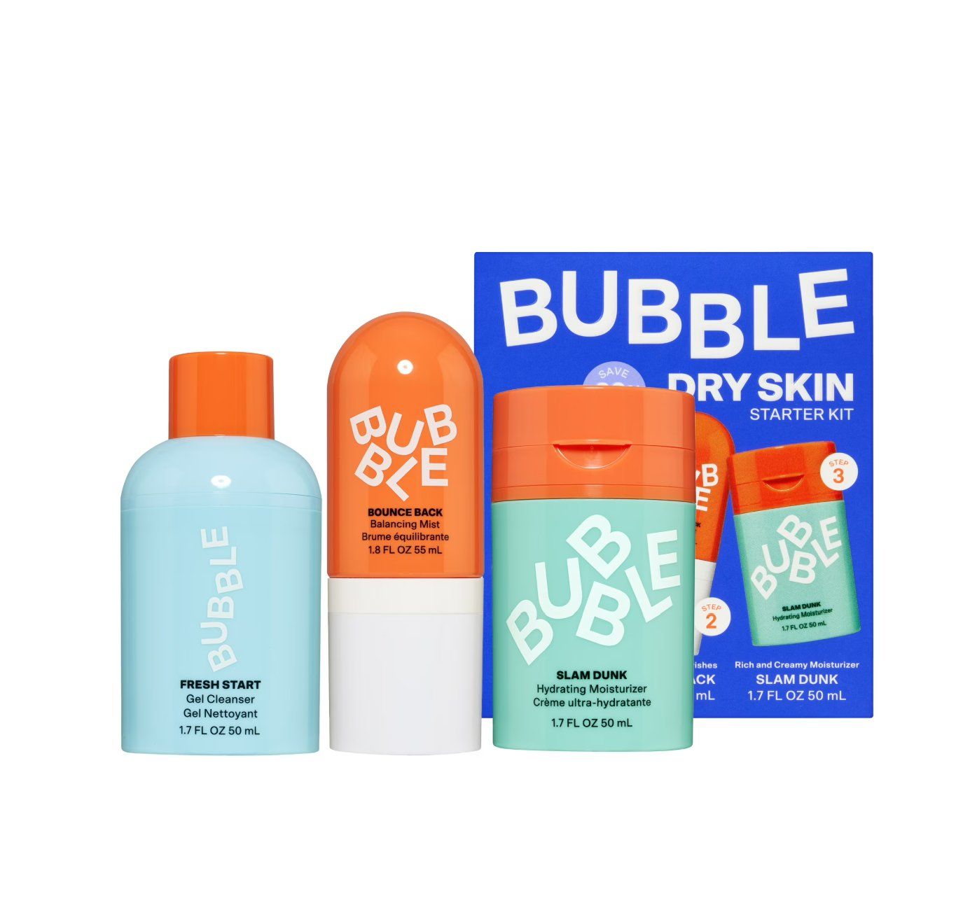 Gesichtspflege: Bubble Dry Skin Bundle 3 Step Hydrating Routine LP. 69.- CHF – Neu und originalverpackt aus Cham von Trendy_Outlet