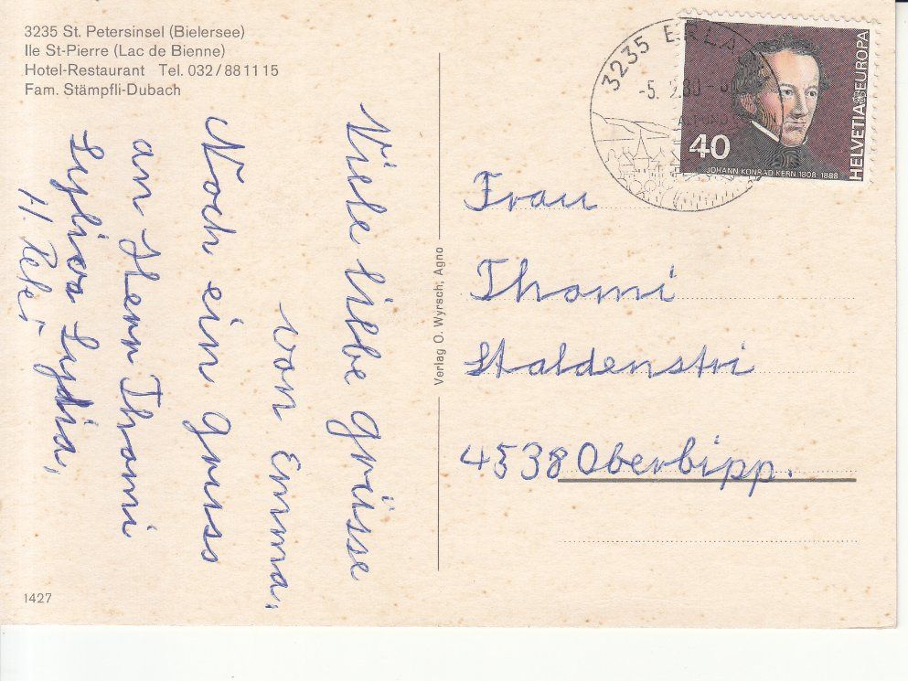 Cartoline postali: St. Petersinsel 1980 – Usato da Bürglen TG venduto da StampGraf 1