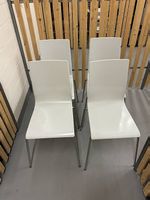 4 weisse Esszimmerstühle | Chromgestell | Made in Italy
