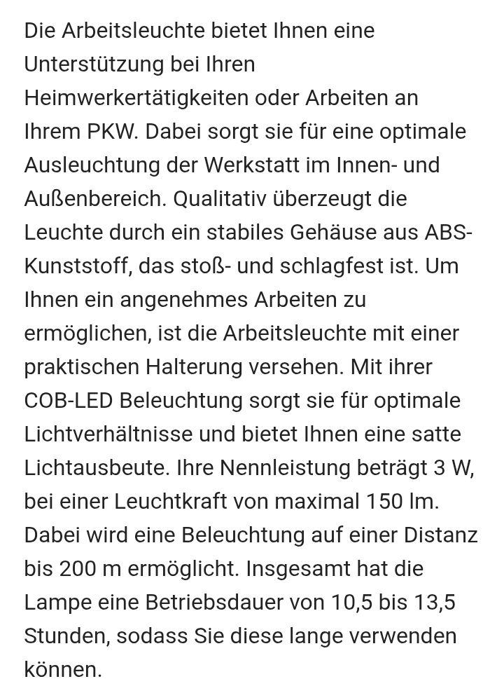 Lampade: 👍Super Leichte Arbeitsleuchte – Nuovo e nell'imballaggio originale da Kreuzlingen venduto da credo70 5