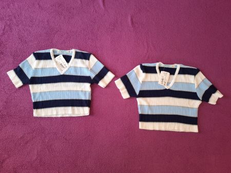 2 Vintage gestreifte BFF - T-Shirts Crop Tops, Gr.M/L, NEU