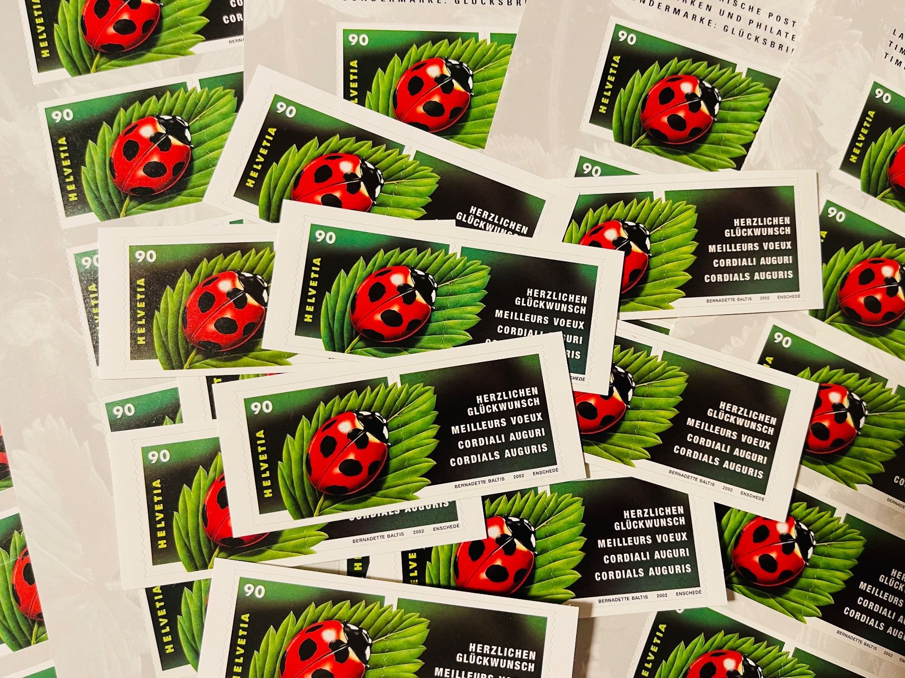 Alle Briefmarken: 100 x „Mäiegotteschäfer“Glückskäfer – Neu (gemäss Beschreibung) aus Grafenort von Solar11