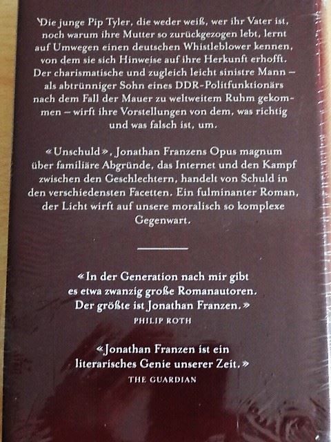 Libri: Unschult ----- Jonathan Franzen – Nuovo e nell'imballaggio originale da Scherz venduto da Atopolino 1