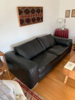Ledersofa schwarz mit Bettfunktion L=210cm guter Zustand