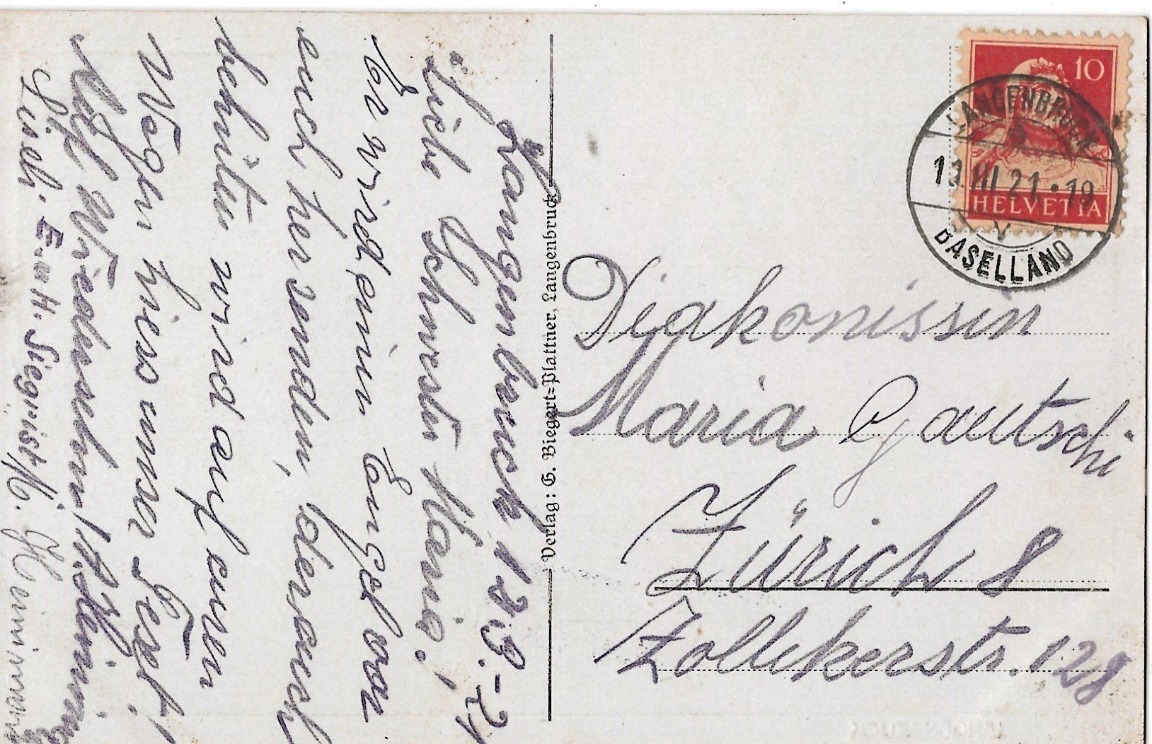 Cartoline postali: Langenbruck, 1921 – Usato da Frauenfeld venduto da Merk52 1