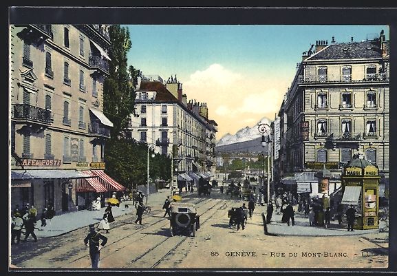 Cartoline postali: AK Genève, Rue du Mont-Blanc – Usato da Berlin venduto da bartko-reher