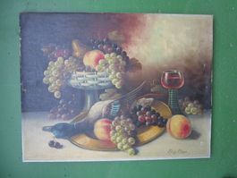 Stillleben mit Früchten und Ente - Oel Lw - sign. 60 X 46 cm