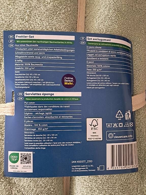 Teli da bagno: Frottier Sets Baumwolle 2x neu, mintgrün – Nuovo e nell'imballaggio originale da Belp venduto da Verk976 2