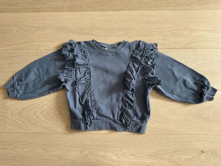 Joli pull sweat bleu gris 7 ans 122cm avec volants effet den