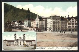 Einsiedeln, Kloster, Strassenpartie mit 