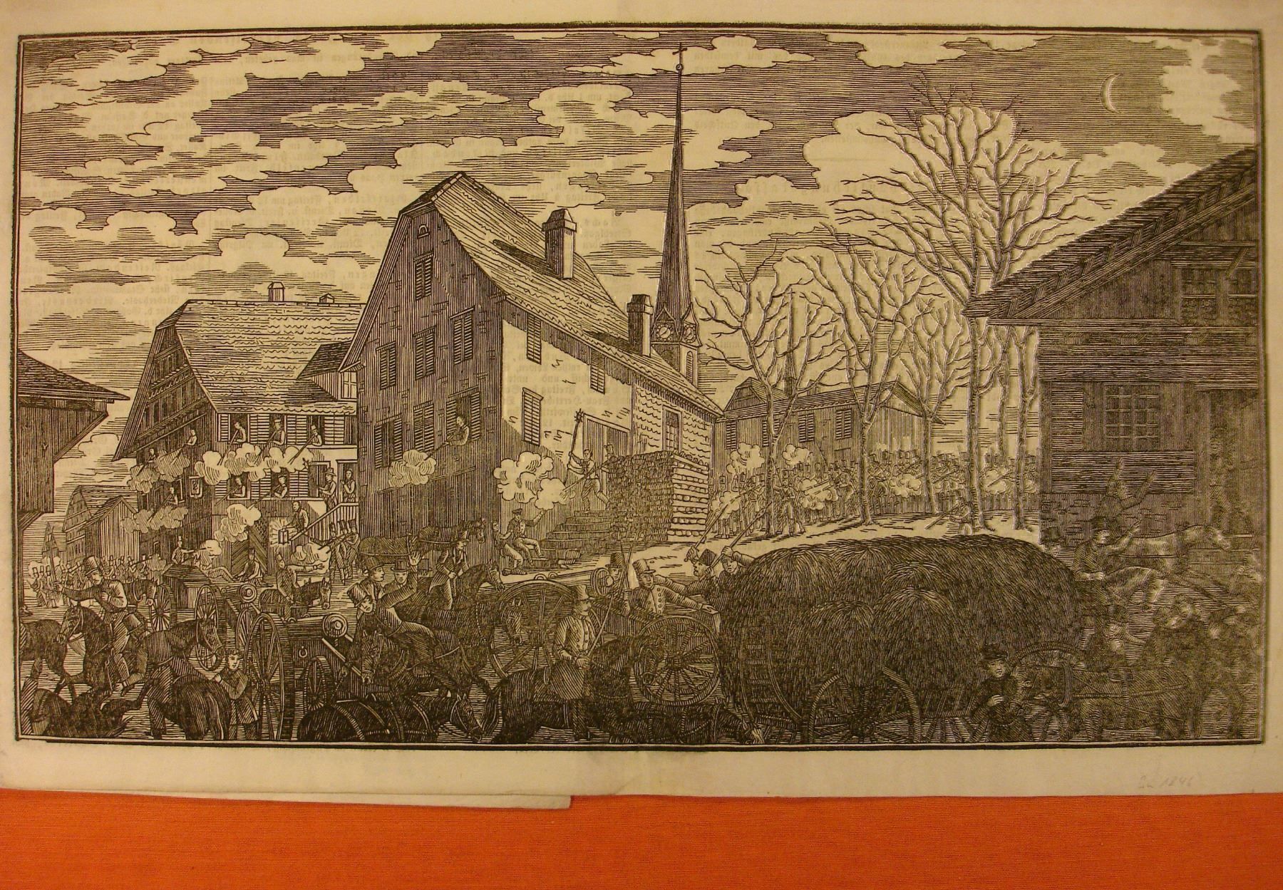 Xilografie: MALTERS, HOLZSCHNITT 1845 – Usato da Grüningen venduto da Kartensammler