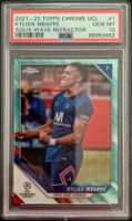 2021-22 TOPPS CHROME UCL KYLIAN MBAPPÉ AQUA WAVE PSA 10