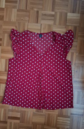 Blouse Shein bordeaux à pois/Bluse Shein Burgunderrot