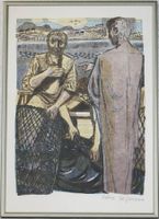 Signierter Farbholzschnitt Felix Hofmann (1911-1975), gerahm