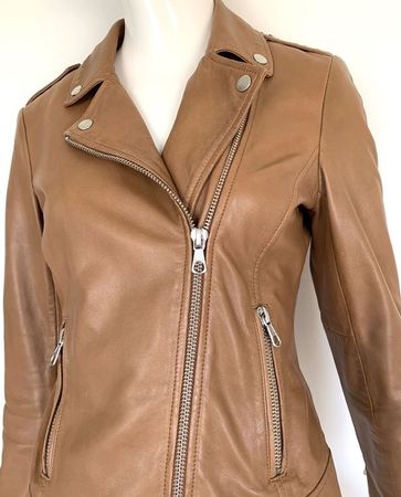 SET Lederjacke Camel Zweiweg-Reissverschluss - EU 36