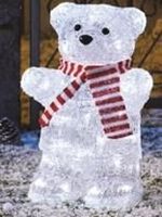3D-LED-Weihnachtsbär mit rotem Schal aus Acryl, IP44