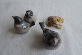 Deko Vögel aus Keramik und Frosch aus Stein