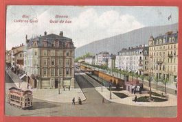 Biel - Unteres Quai mit Tram - 1907
