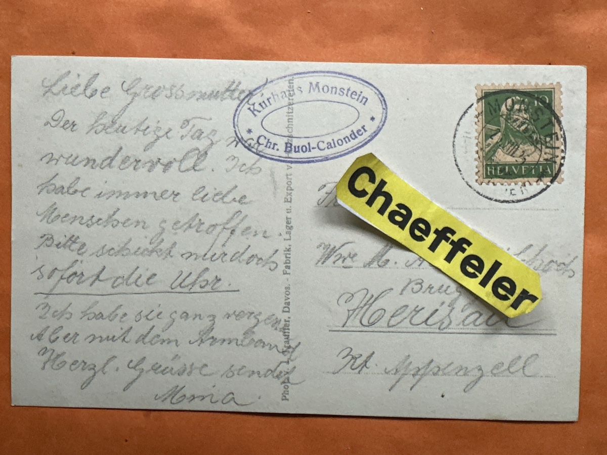 Cartoline postali: Alte Ansichtskarte Kirche Monstein  – Usato da Zürich venduto da Chaeffeler 1