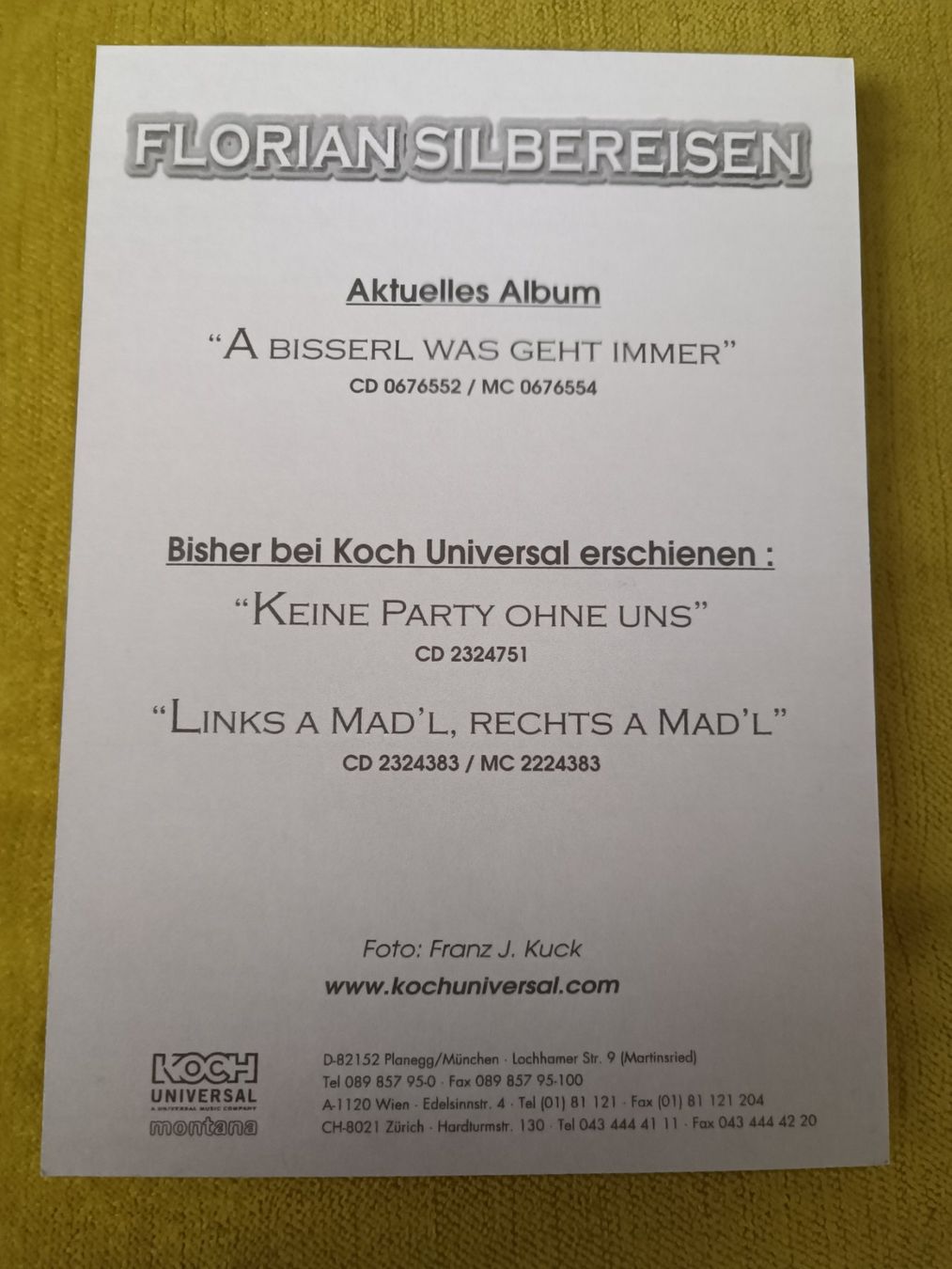 Autografi: Florian Silbereisen – Usato da Menziken venduto da Artographs 1