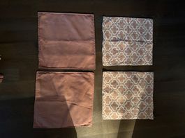 4 Kissenbezüge rosa gemustert und schlicht altrosa