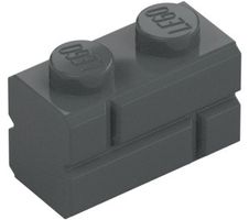 LEGO Dunkel Steingrau 1x2 mit Embossed Bricks