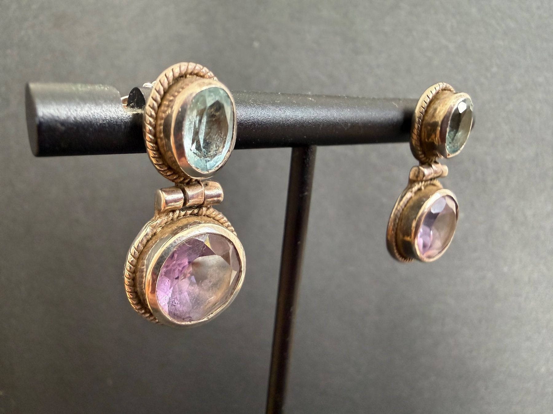 Orecchini pendenti & Orecchini a lobo: Silber Ohrstecker mit Topas und Amethyst 925 – Usato da Spiegel b. Bern venduto da Rogger72 1