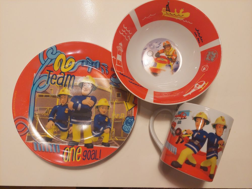 Sam der Feuerwehrmann Kinder Geschirr Set 3-teilig Top (Gebraucht) in ...