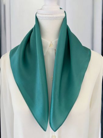 New 53cm Silk Scarf, Plain Teal Blue Green Silk Neckscarf