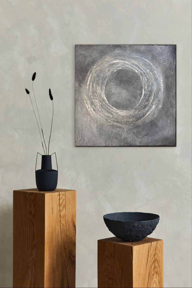 Dipinti: Abstraktes Gemälde, moderne Kunst, Grau/Silber, neu! – Nuovo e nell'imballaggio originale da Ottikon venduto da MaMarinaNaNathalie