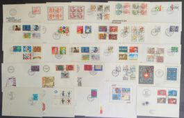 SCHWEIZ: 59 Ersttagsbriefe - FDCs, 2 Fotos