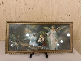 Schutzengel Bild mit Rahmen, gerahmt, Wandbild, Vintage.