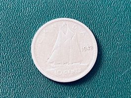 Kanada 10 Cent Georg VI Silber 1943