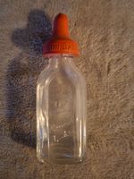 Antike, seltene Puppenshoppenflasche Glas mit Gumminuggi