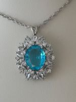 Luxus Elegante Kette Farbe : zirkonia Silber weiss Blau