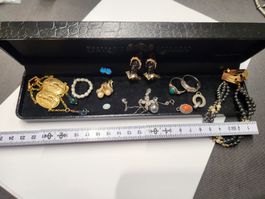 Schmuck Konvolut: Ringe, Kette, Ohrringe, Anhänger Teils 925