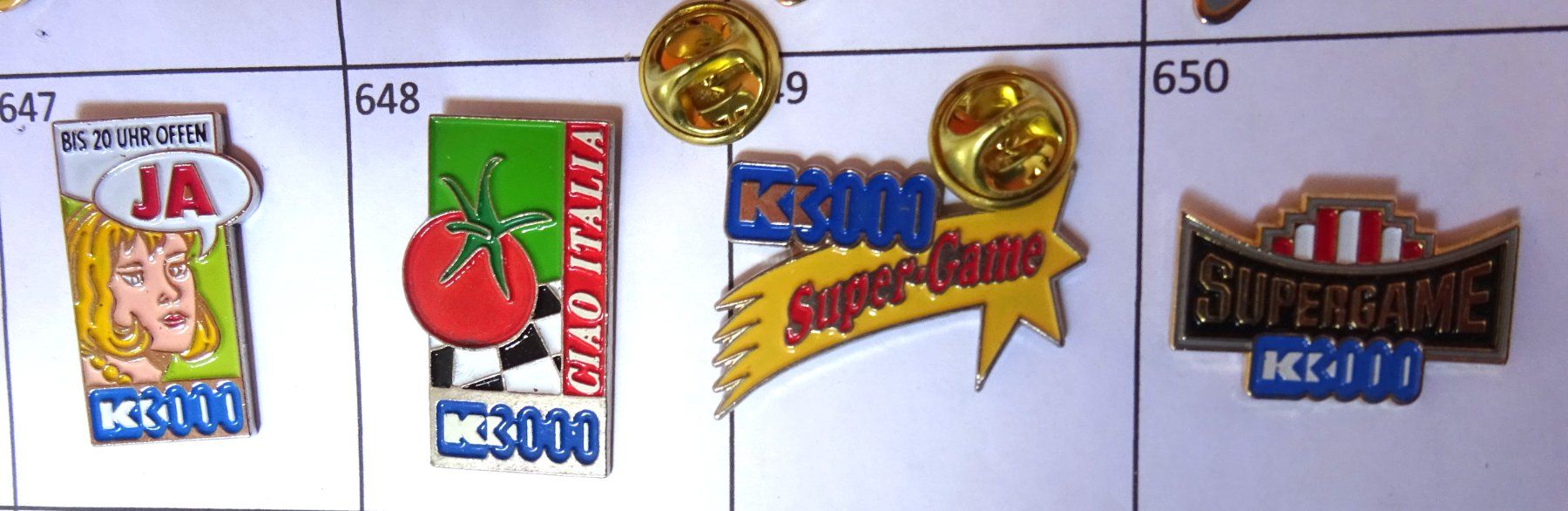 Placchette & Badge: 4 Pin  K 3000, Supergame, Offen JA – Usato da Utzenstorf venduto da BUtter81