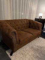 Chesterfield Sofa Kunstleder Braun 2-Sitzer