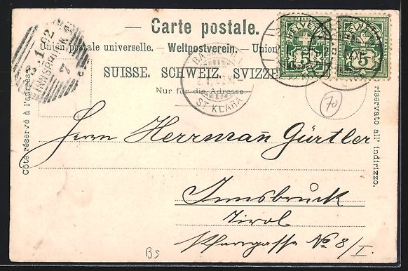 Cartoline postali: AK Basel, Blick auf den Marktplatz, 1902 – Usato da Berlin venduto da bartko-reher 1