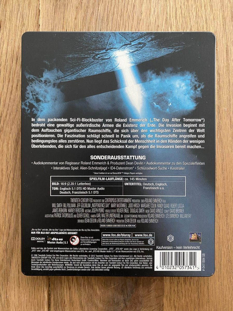 Tutti i DVDs: Independence Day Steelbook Bluray – Nuovo (secondo la descrizione) da Möhlin venduto da Devilspunchbowl 1