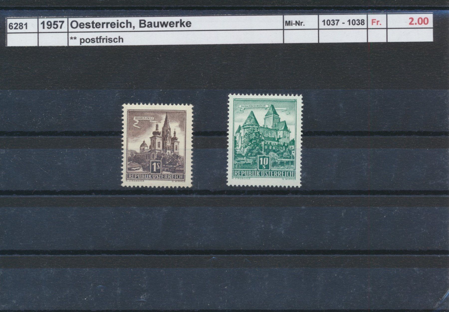 Tutti i francobolli: 1957 Österreich, "Bauwerke", ** postfrisch – Nuovo (secondo la descrizione) da Winterthur venduto da Zupogeru