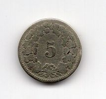 (323) 5 Rappen, 1850 AB, Variante, schön