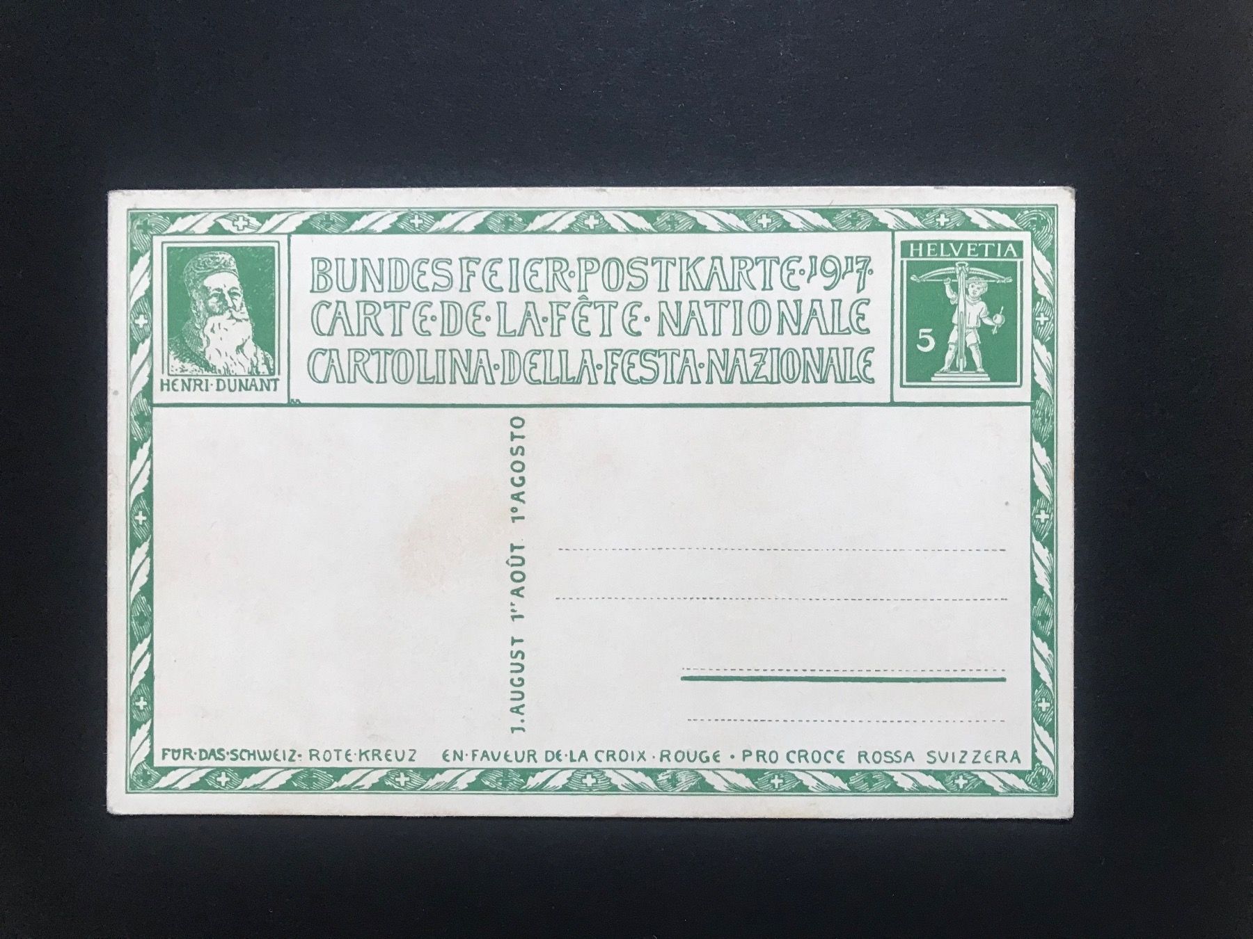 Tutti i francobolli: 1915 Bundesfeier-Postkarte Nr.18 5Rp – Nuovo (secondo la descrizione) da stäfa venduto da brandy66 1